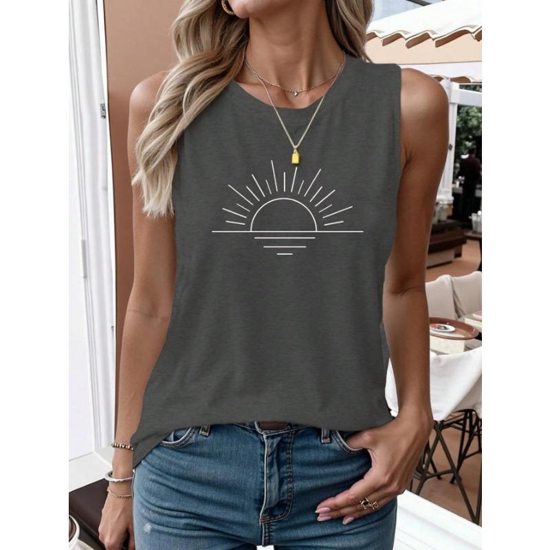 Colorful Stripe Round Neck Butterfly Leopard Creative Element Casual Tank Top Summer Women Blouse