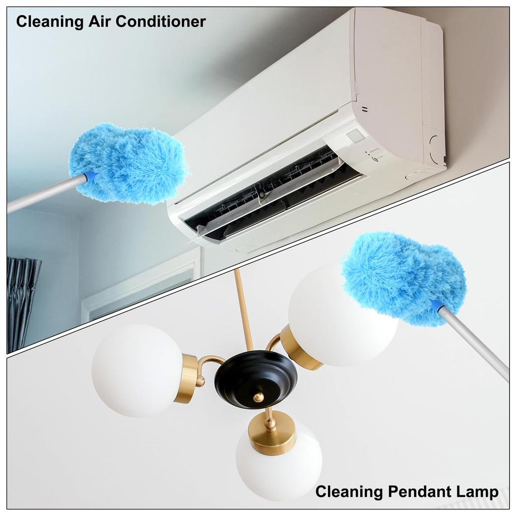 PATIKIL Ceiling Fan Cleaner to Microfiber Duster Telescopic Handle Fan Blade Cleaning Tool for Furniture Grey Duster, 12.9" 59", Blinds,