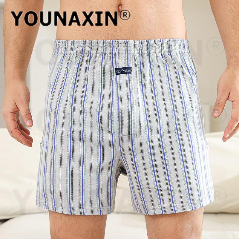 Men's Cotton Boxer Briefs High Waist Casual Plaid Pajama Shorts Plus Size Big Underwear Home Sleep Bottoms M L XL 2XL 3XL