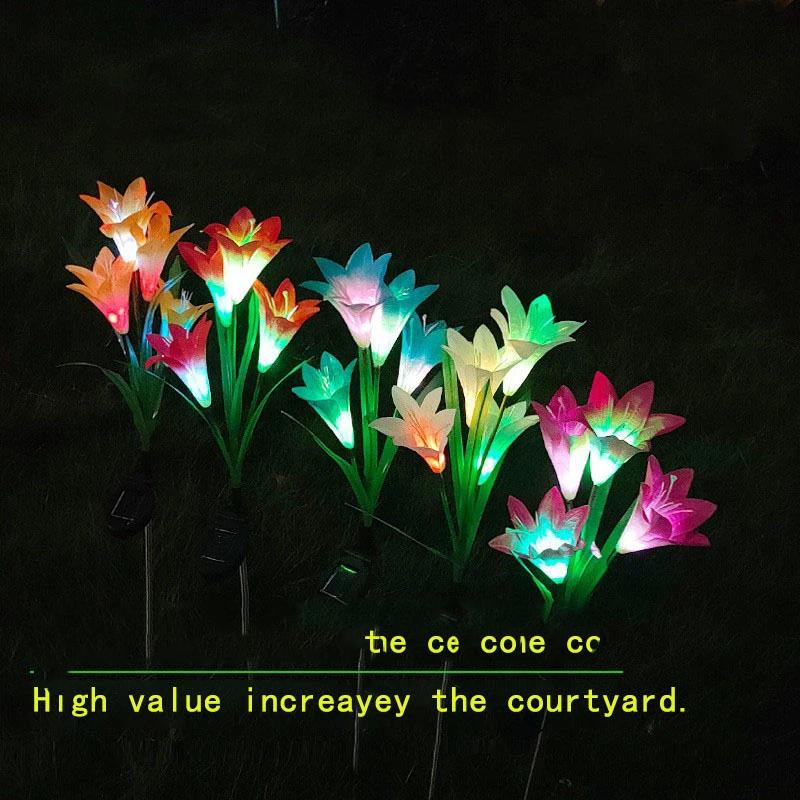Solar Simulation Lily Flower Outdoor Courtyard Garden Villa Decoration Night Light Home Lawn Floor Lamp