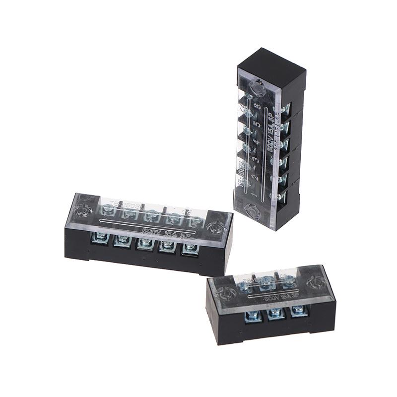 1Pcs Dual Row Barrier Screw Terminal Block Wire Connector 15A 600V For Tb Series 3 4 5 6 8 10 12 15 Positions Ways