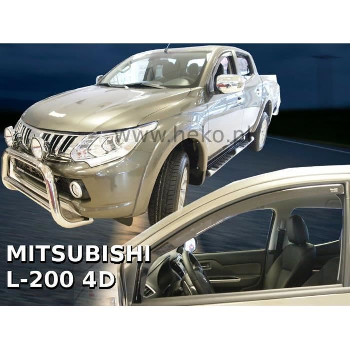 Déflecteurs d'air - J&J AUTOMOTIVE - Mitsubishi L-200 - Fumé - Acrylique renforcé - Installation facile