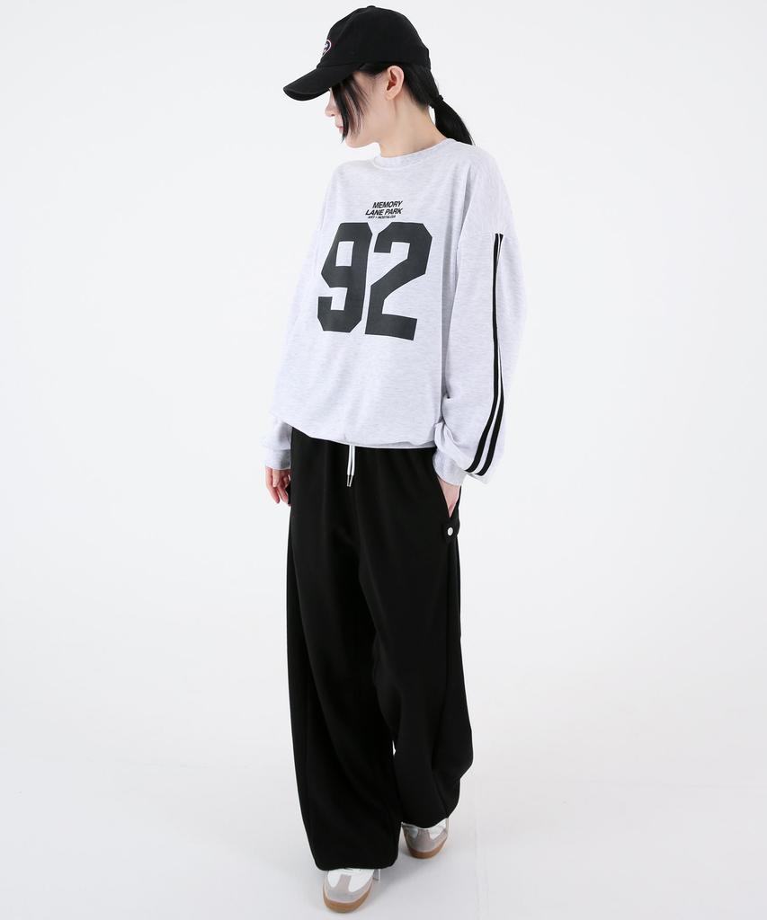 UMM Women'S Snap Button Wide Balloon Sweatpants Black