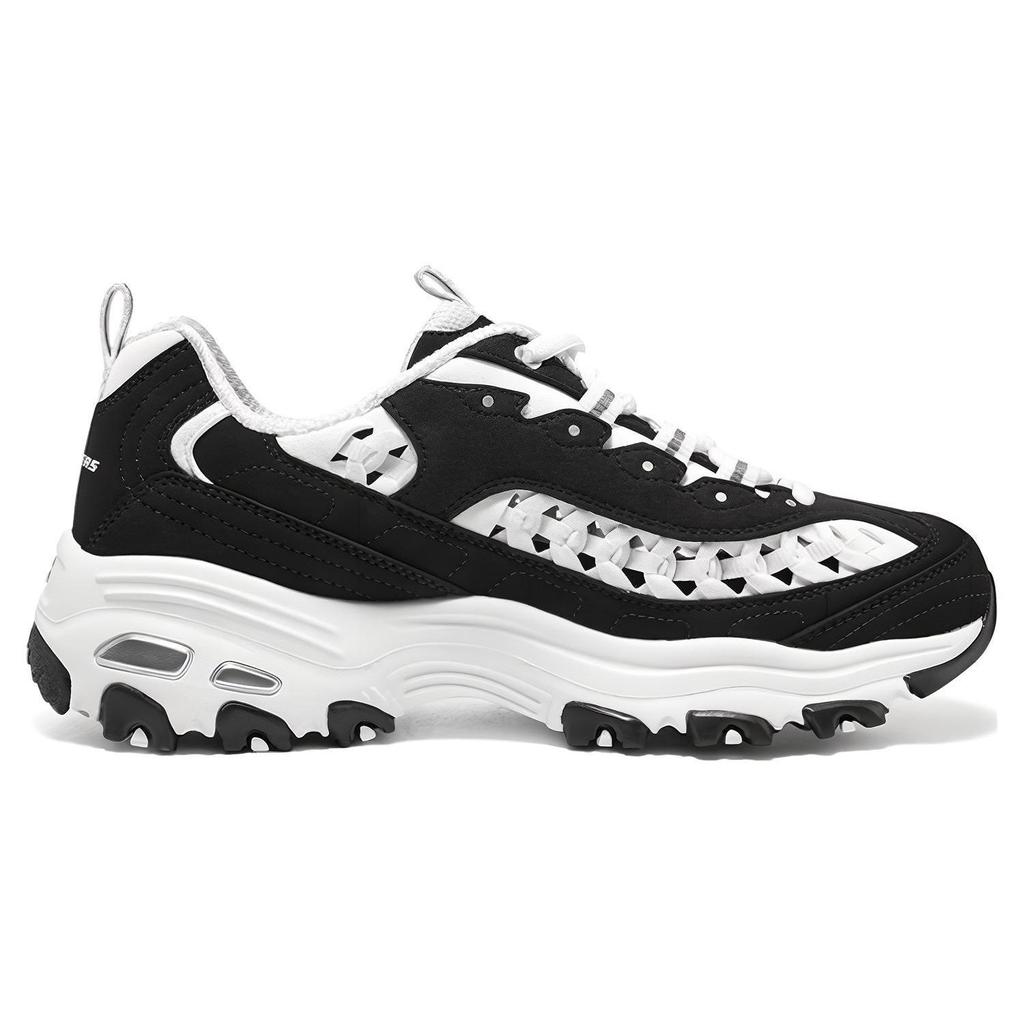 Skechers DLites 1.0 Mesh Versatile Sports Low-Top Dad Shoes Women Sneakers Black White 896197-BKW