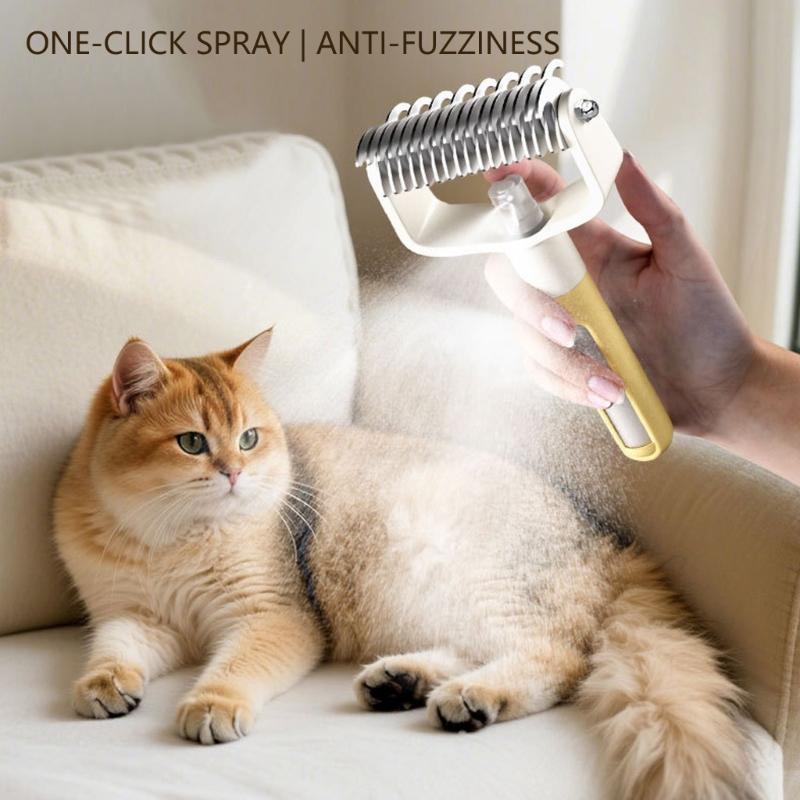 Pet Deshedding Brush With Massage Function Sprayer Dog Grooming Tool For Shedding Control And Coat Care