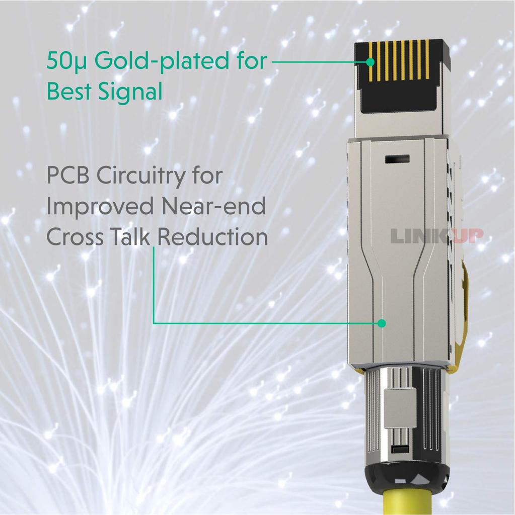 [LINKUP] Cat8 Ethernet Patch Cable SFTP 4 Pairs 22AWG Screened Solid Wire Cable  2000MHz (2GHz) 40Gbps  Future 5th Generation Ethernet LAN Network