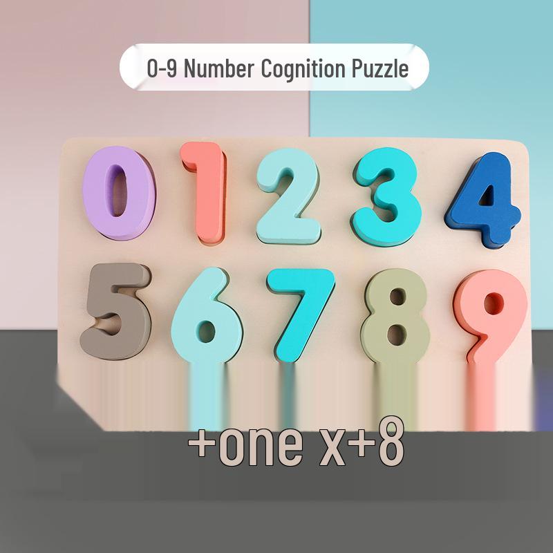 Dětská vzdělávací dřevěná puzzle deska pro písmena, čísla a tvary