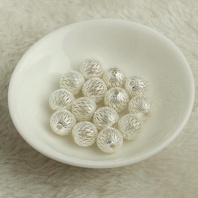 Pack of 10 Exquisite Hollow Designs Sturdy Brass Round Loose Beads with Long Time Use 18K Gold Plating Supplies