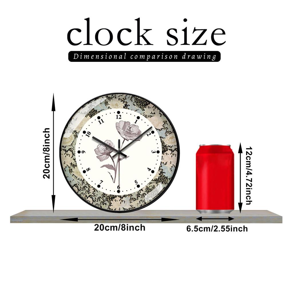 Elegant Vintage Flower Wall Clock Silent Wall Watch Botanical Art Home Decor Creative Gift For Family Housewarming