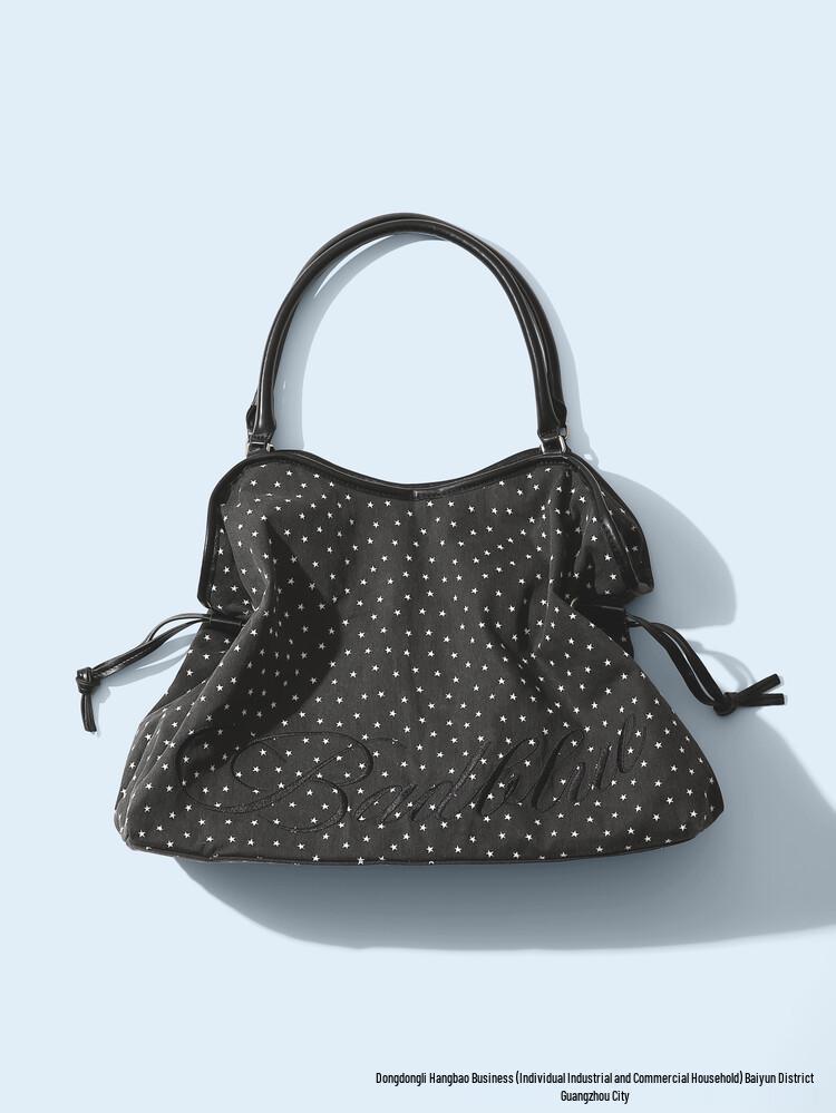 Borsa Tote Leopardata Blu a Pois Coreana - Borsa a Spalla Versatile Retrò