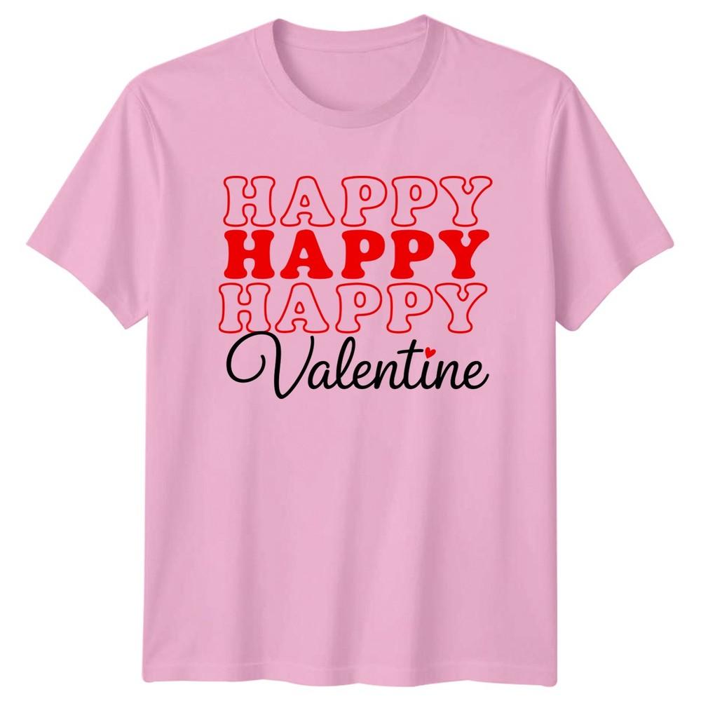 Happy Happy Happy Valentine TShirt Retro Typography Valentines Day