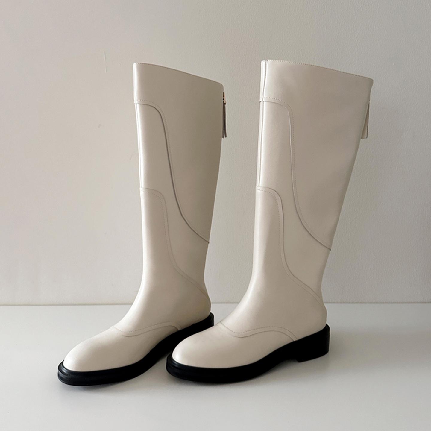 

Sheepskin version~ Beige giant and thin knight boots but knee temperament versatile fashion boots small boots women 35