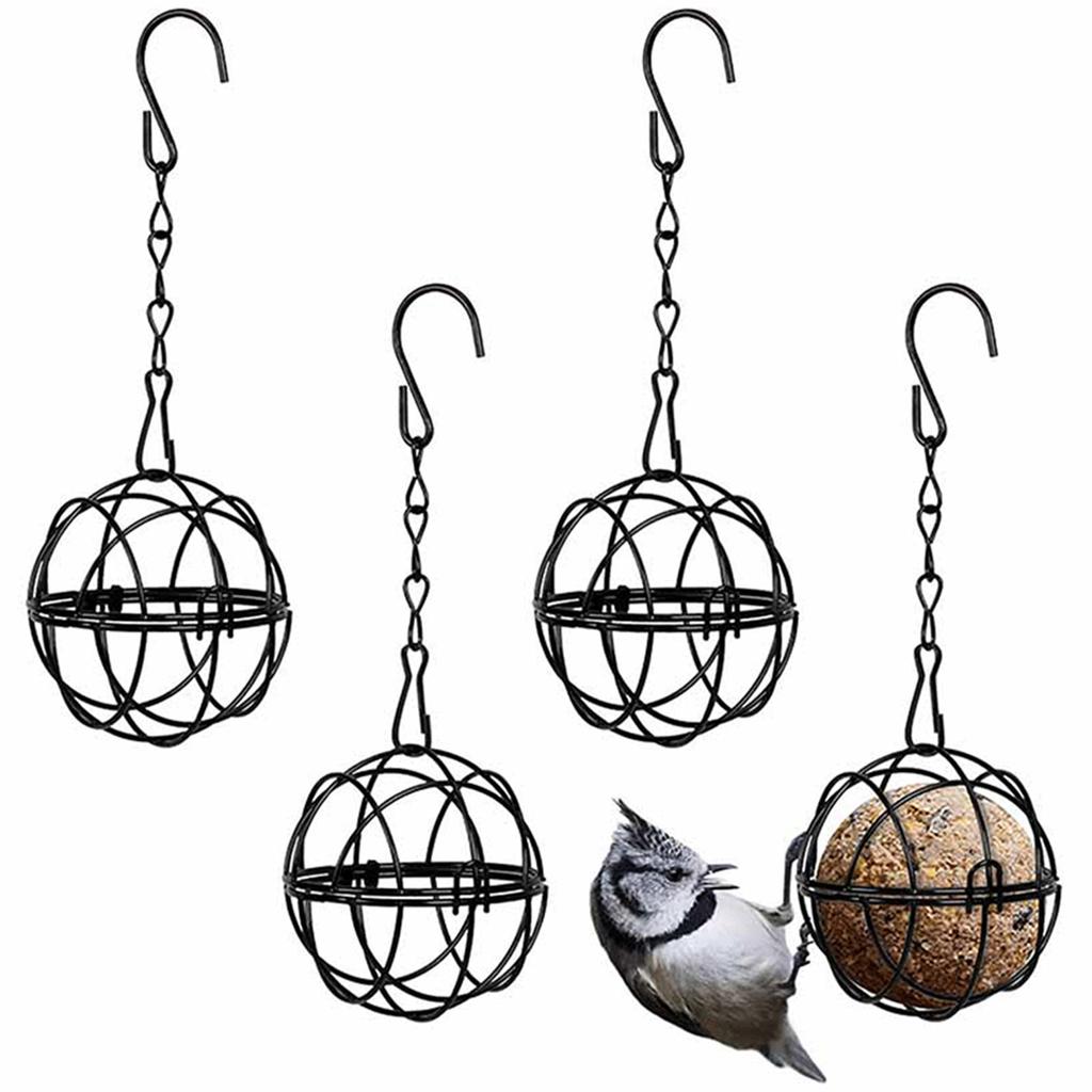 Round Shape Metal Bird Feeders Hanging Bird Food Holders for Attracting Woodpecker Robin