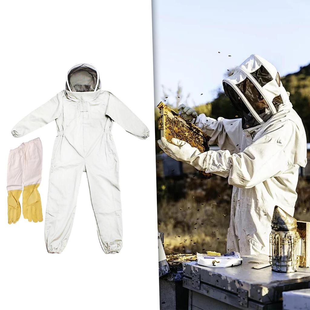 Beekeeping Suit Jumpsuit with Gloves Jacket for Indoor Backyard
