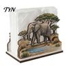 Decorative Napkin Stand for Dining Room Rustic Wooden Holder, Octopus/Bird/Goose/Turtle/Black Bear/Elephant Pattern, Compact Tissue Modern Wood