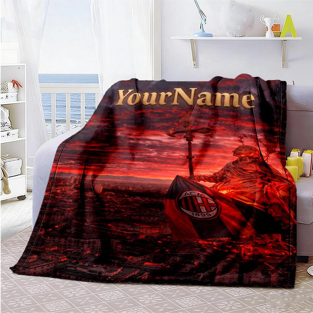 Ac Milan Customize Your Name Blanket Lightweight Customizable Blanket Warmthful Decor Suitable for Office Bedding Picnics Sofa Four Seasons Universal