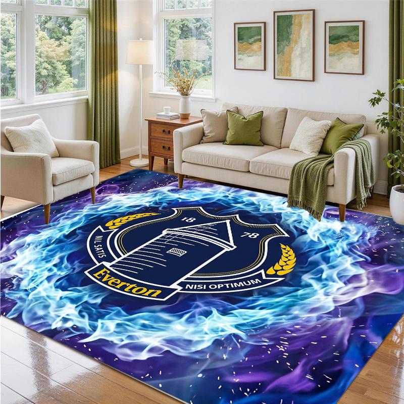 Everton Football Design Crystal Velvet Rug Soft Decorative Mat for Bedroom Entrance