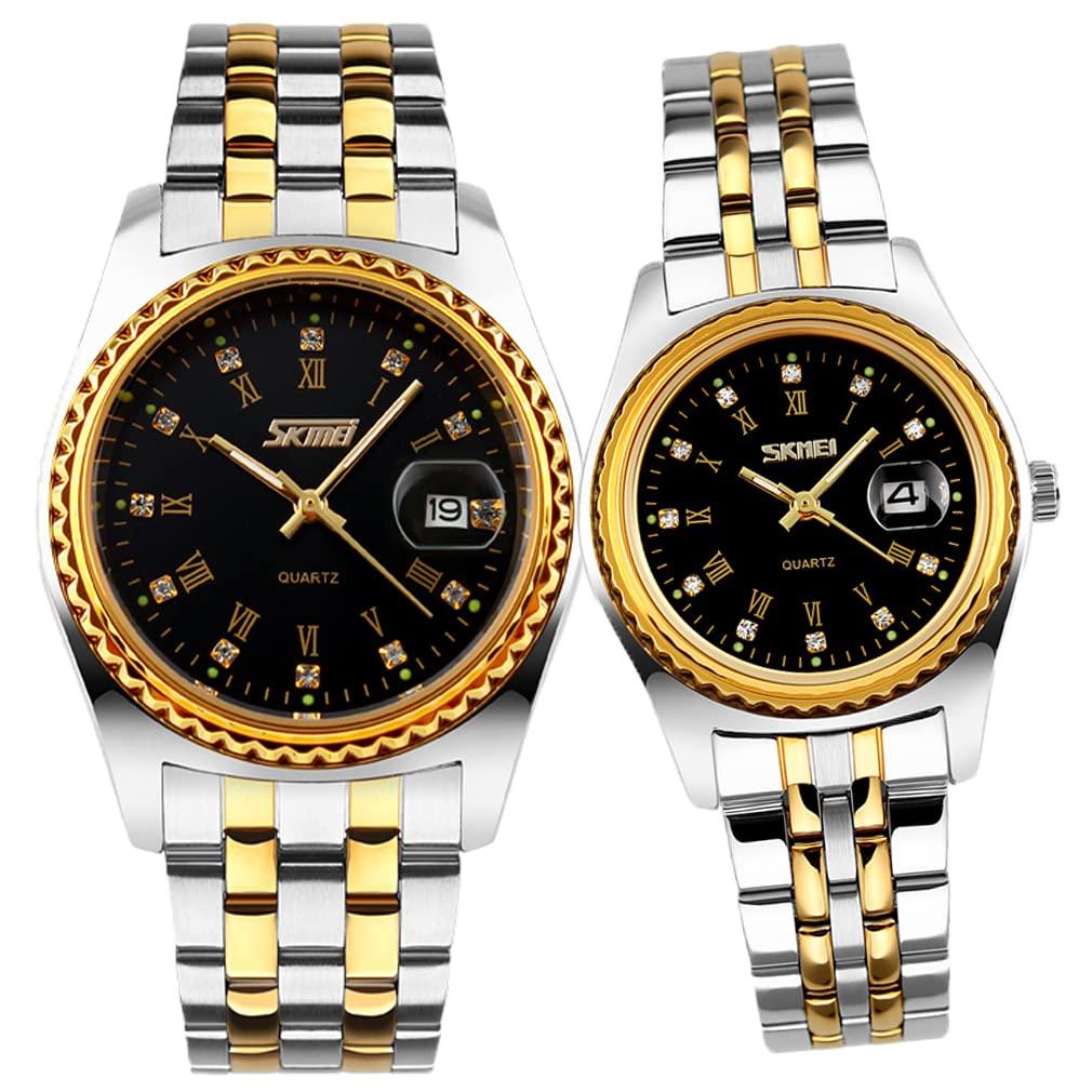 Popular matching watches for men and classic gold and silver designs with stainless steel and luxurious A perfect gift for or any special couple's