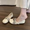 Shallow single shoes women's new summer and autumn one-pedal ballet style Mary Jane evening small leather shoes Doudou shoes