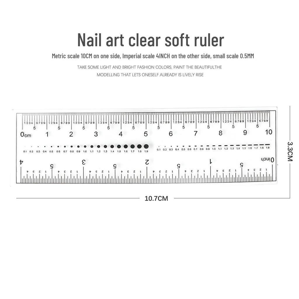 Transparent Nail Measurement Ruler with Zircon Drill Size Guide