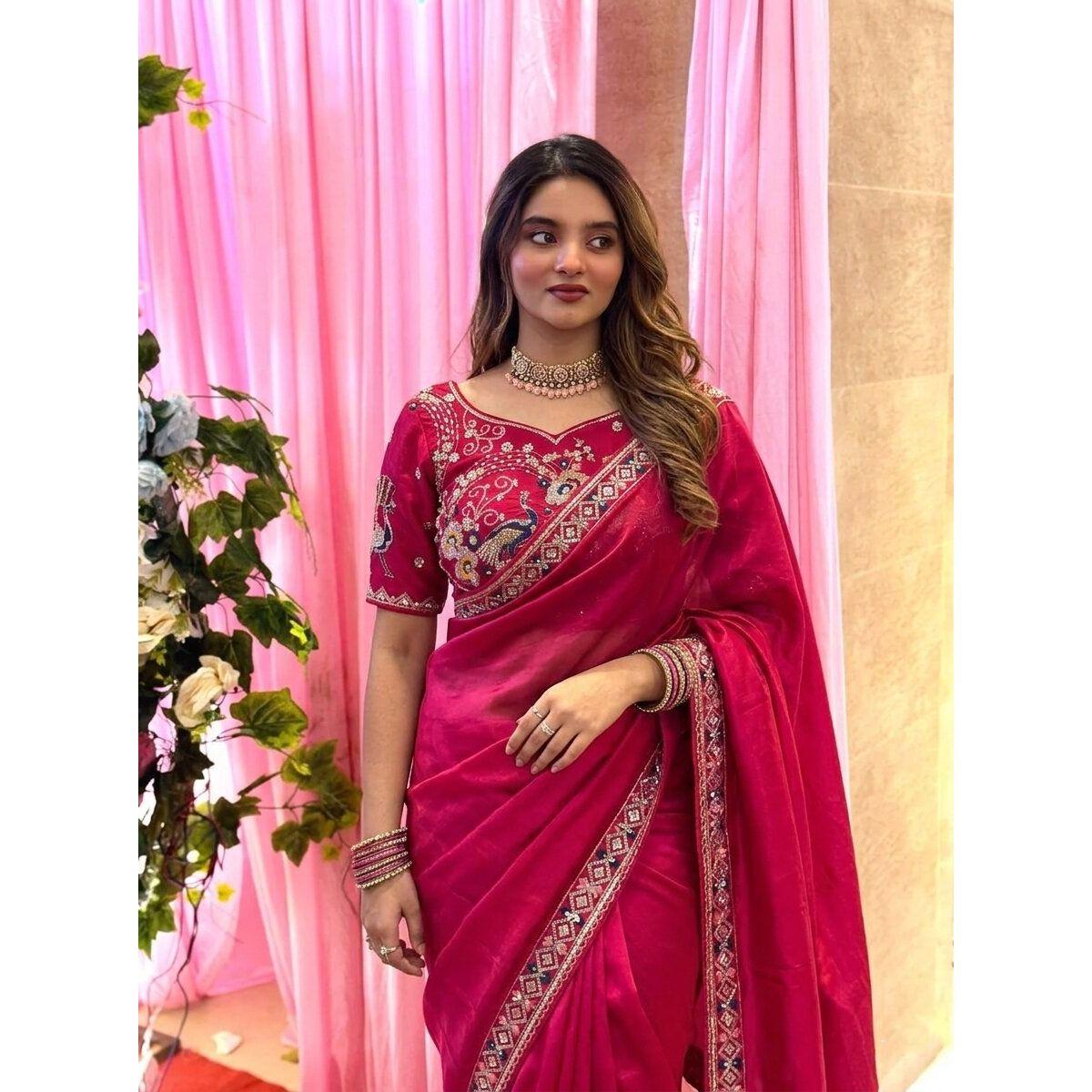Luxury Designer Fendy Satin Silk Saree