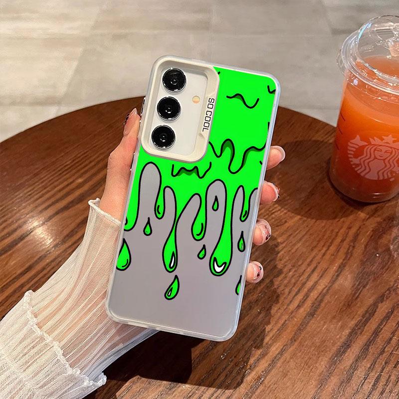 For Samsung Galaxy S25 S22 Ultra Plus S21 FE S24 S23 Ultra Plus FE Laser Phone Case Funny Melted Ice Cream Pattern Cover Fundas