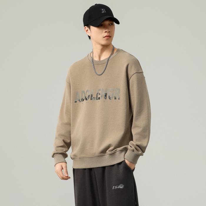 Men's Casual Round Neck Long Sleeve Pullover Hoodie for Spring, Autumn, and Winter