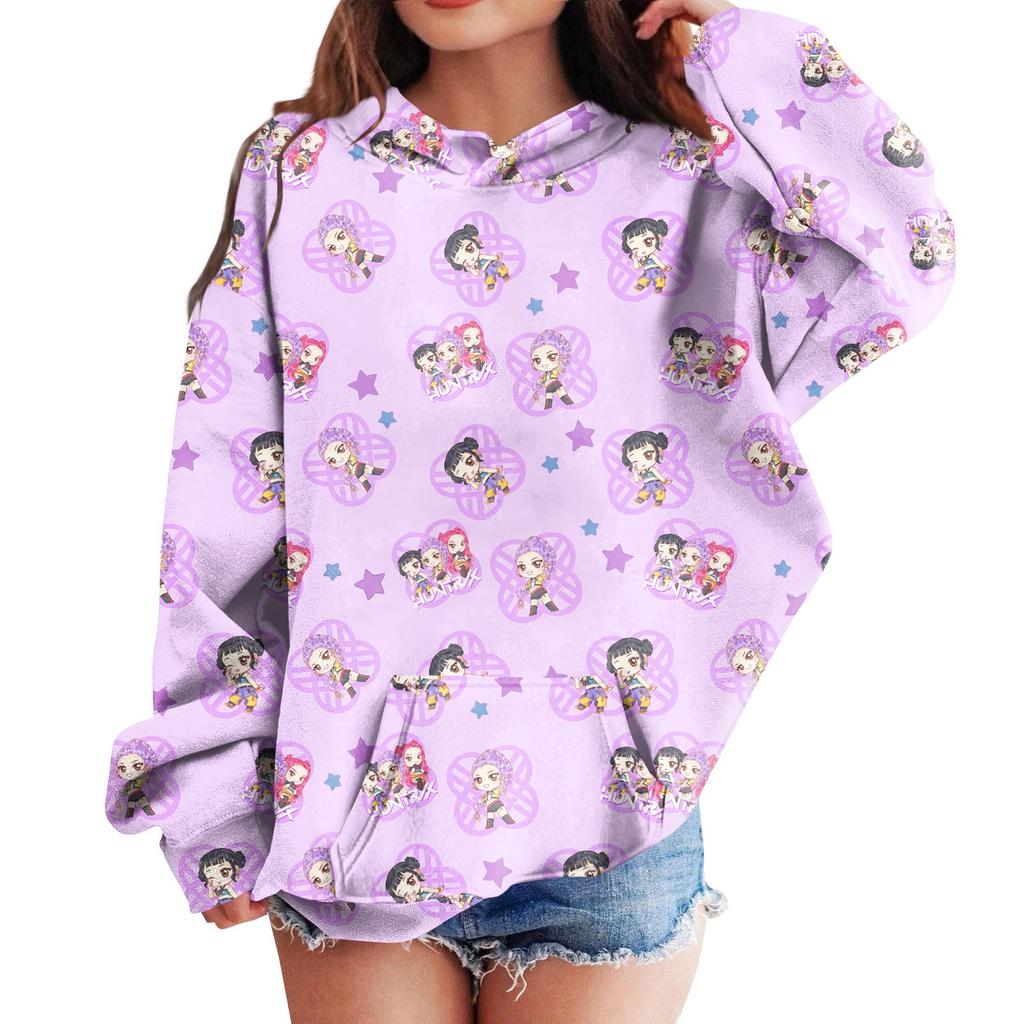 Sweatshirts For Teen Girls Hoodies Long Sleeve Drawstring Pullover Cute Printed Hoodie Top