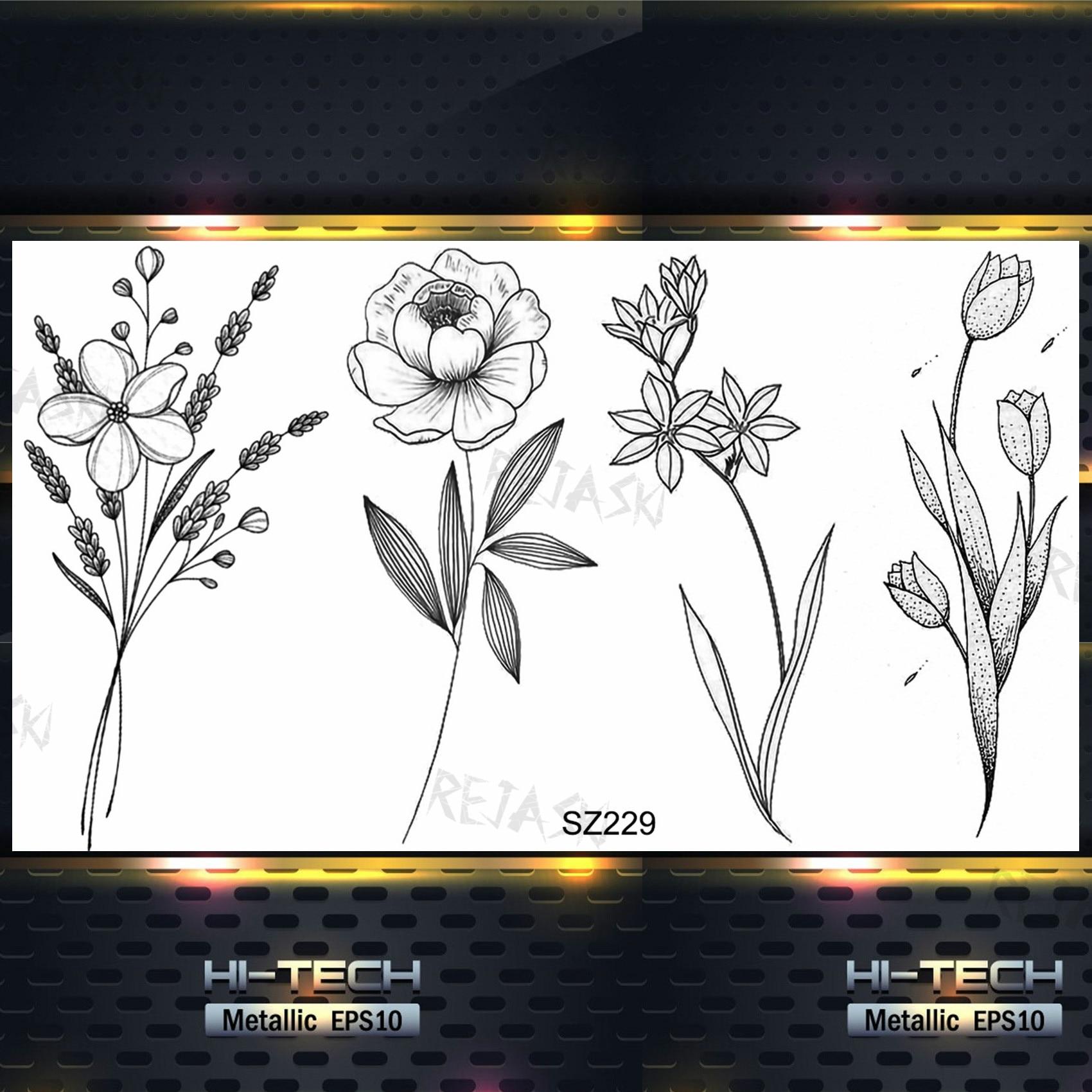 

Маленькие временные татуировки с цветком мака для женщин и взрослых, лаванда, реалистичные поддельные татуировки, наклейки, боди-арт, переводные татуировки с водой