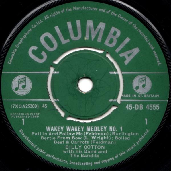 

7inch Record BILLY COTTON HIS BAND THE BANDI Wakey Wakey Medley No. 1 45DB4555 Columbia UK Pop Used