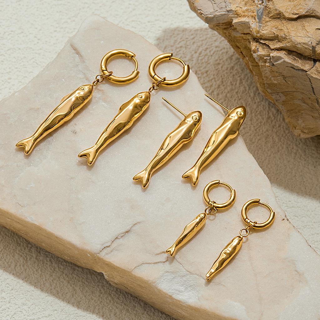 European and American stainless steel fish earrings earrings design sense niche stud earrings explosion