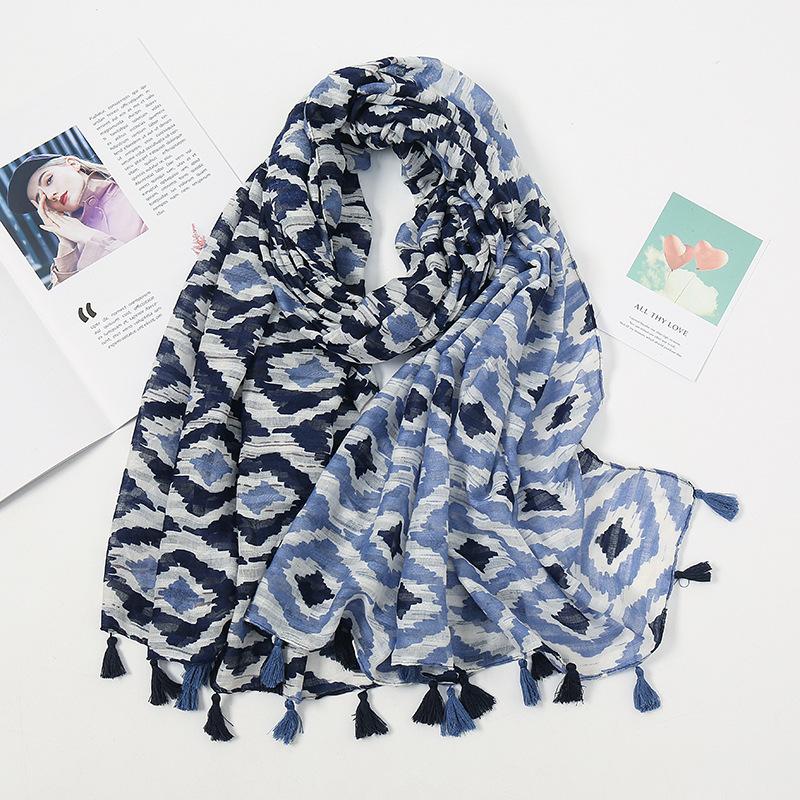 Fashion Luxury Ink Painting Floral Tassel Viscose Shawl Scarf Lady High Quality Wrap Pashmina Stole Bufandas Muslim Hijab