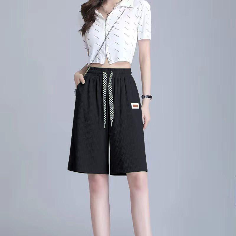 Damen High-Waist Ice Silk Freizeitshorts - Leicht, Locker, Sportfreundlich