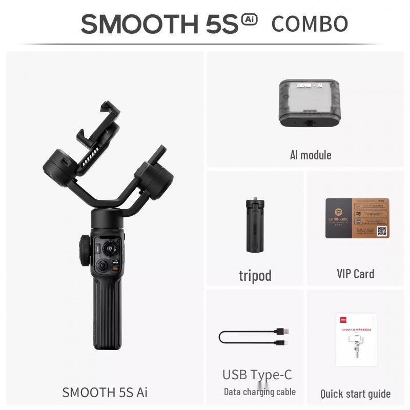 

Zhiyun Smooth 5S AI Mobile Stabilizer Gimbal, Anti-shake Handheld Selfie Stick