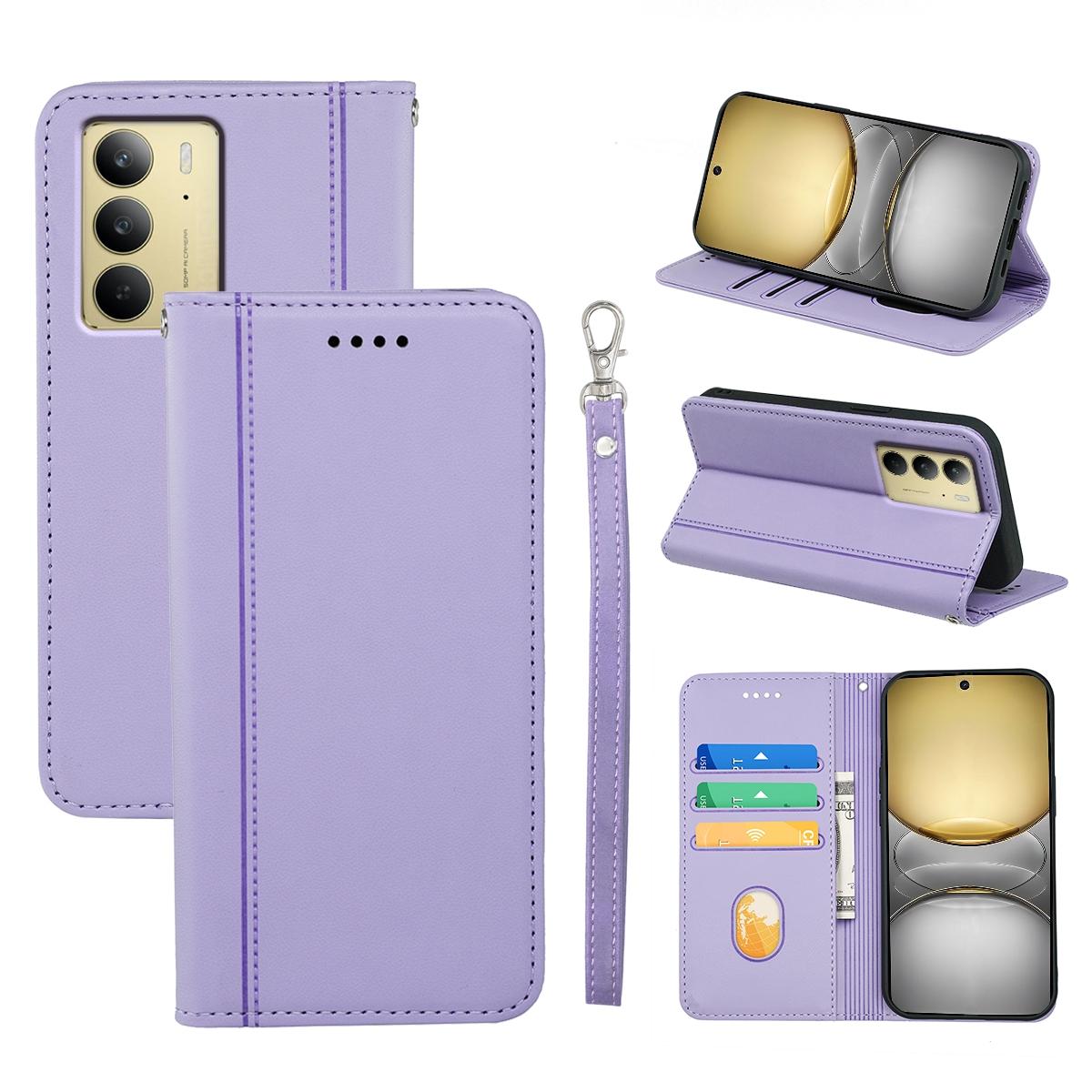 

HX01 Для Realme C75 Чохол-гаманець Магнітна застібка Шкіряний чохол для телефону з PU Purple