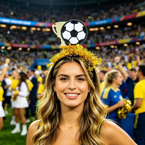 2026 Soccer Match Headband, Elastic Black Headband for Adults And Kids, Non-Slip Glitter Football Game Fan Headwear. Soccer Goal Party Accessory