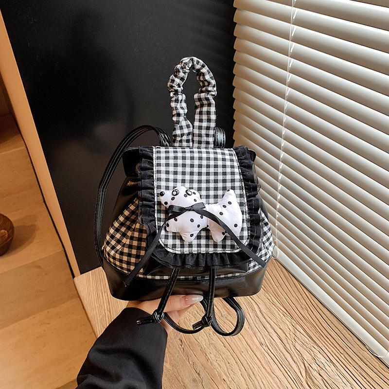 

Plaid backpack women s new fashion high-end texture college student travel backpack commuter handbag
