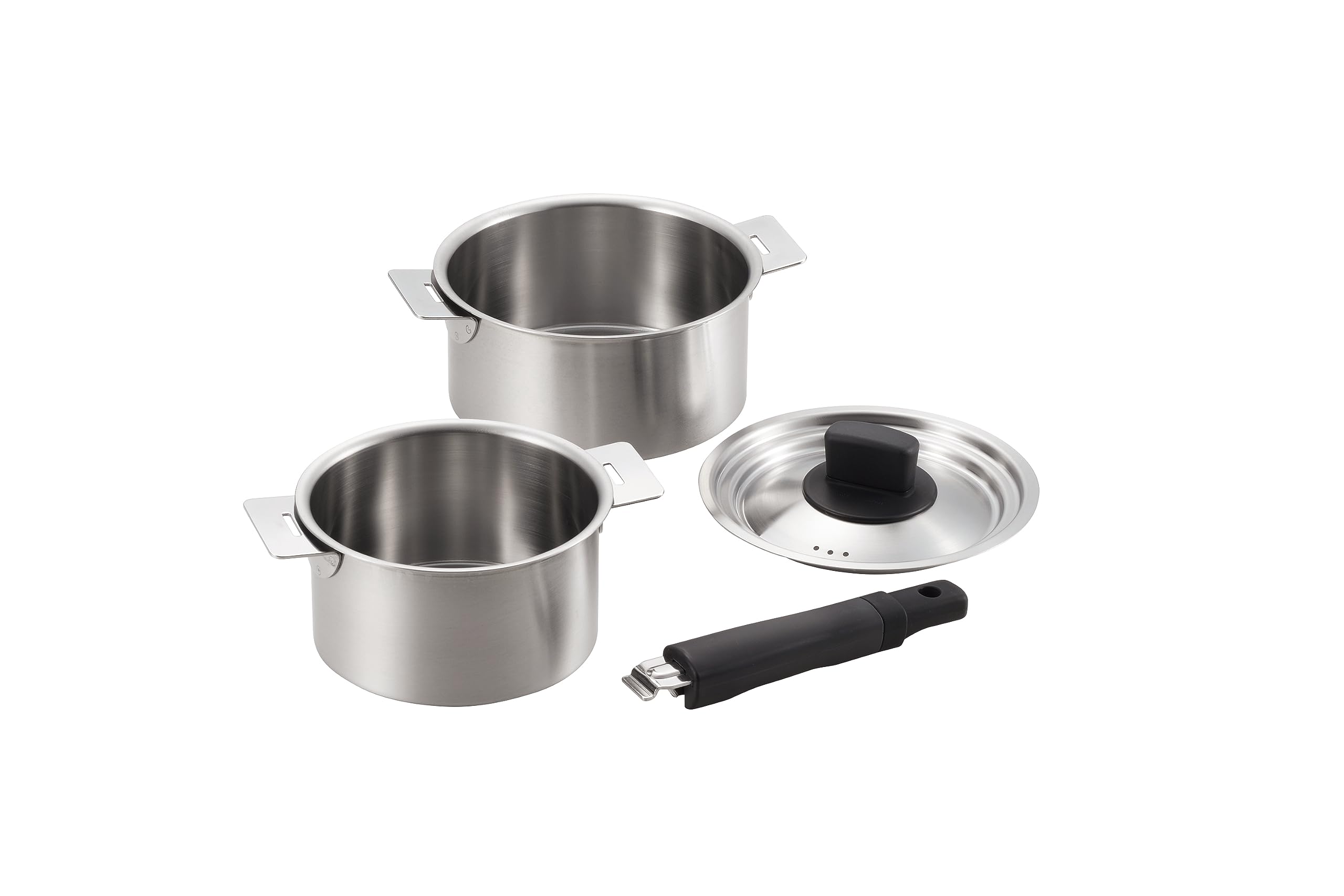 

Набор кастрюль со съемной ручкой Maruyama Giken SOUEN включает одну специальную ручку и одну индукционную газовую плиту из нержавеющей стали. Сделано в (2 шт) (14см и 16см)