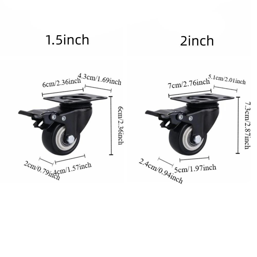 4PCS 360° Rotation Rubber Wheels Mute Caster Wheels Universal Heavy Duty Casters  Shoe Rack