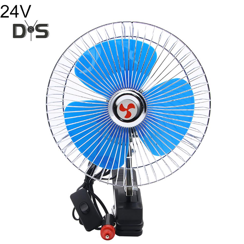 DYS Auto Shop 12/24V Mini Summer Car Low Noise Air Conditioner Rotatable Clip Cooling Fan
