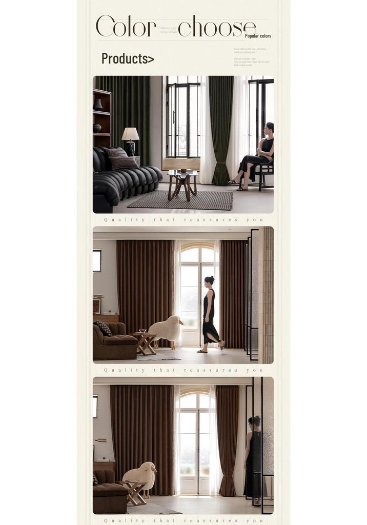 Amerikanische Retro-Vorhänge aus grünem Jacquard-Kaschmir - Leichter Luxus, High-End-Vorhänge für Villen