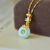 Hotan Jade S925 Silver Inlaid Safety Clasp Pendant for Women