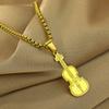 Kinitial Violine Ornament Anhänger Halskette Damen Ikonisches Saiteninstrument Musiker Schmuck Edelstahl Schmuck