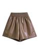 2023 Jesień/Zima Damskie Szorty A-Line ze Skóry PU z Wysokim Stanem: Modny, Luźny Krój, Szerokie Nogawki w Stylu Koreańskim