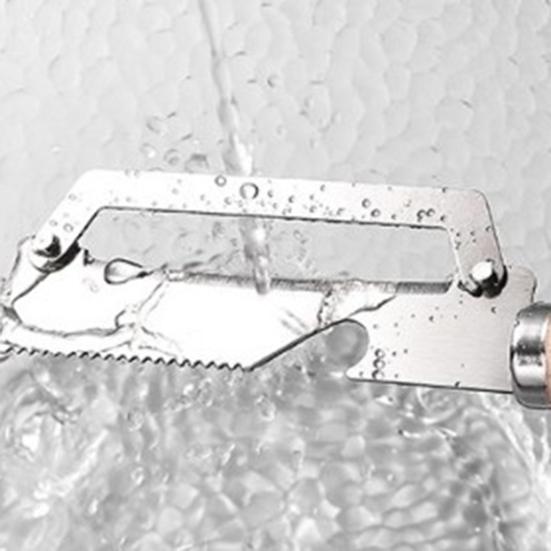 Curățător de legume cu mâner ergonomic din lemn 2-în-1 Deschizător de sticle Lamă lată curbată Curățător ascuțit pentru cartofi mere citrice morcovi Gadgeturi de bucătărie