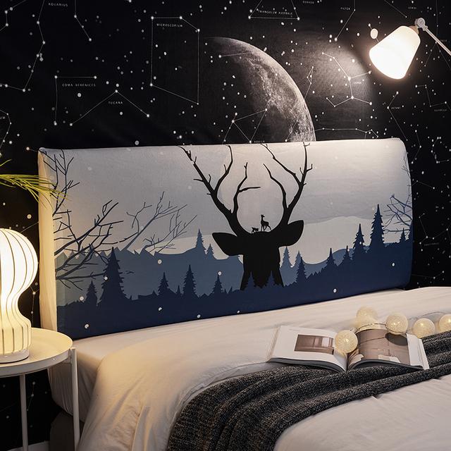 Ins Bed Headboard Cover Elastic Spandex All Inclusive Bed Head Cover Washable Bed Back Dustproof Protector Cover Home Decor