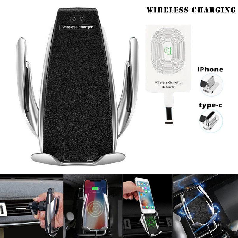 Automatic Clamping Wireless Fast Car Charger Mount Holder with Charging Reciever