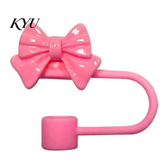 Decorative Straw Toppers Cute Bow Cover for 10mm Straws, Silicone Dustproof Tip Covers Cap, Reusable Topper Coffee Cups And Tumblers Dust Proof Plugs