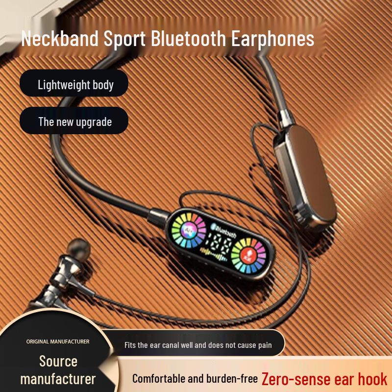 Long Battery Life Neck-Hanging Voice-Control Sports Bluetooth Headset with Song Recording and In-Ear Monitoring