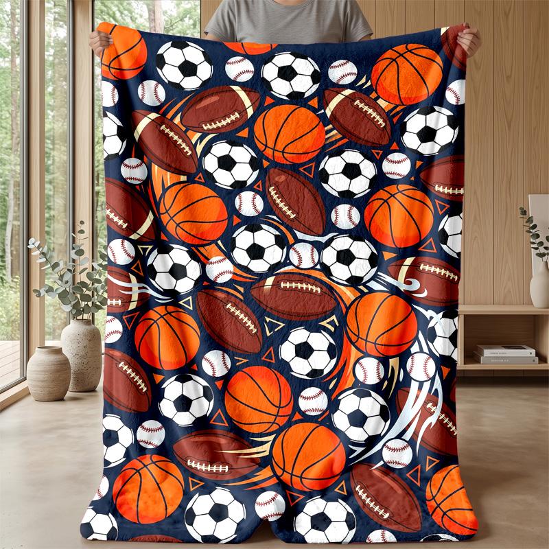 Sports Ball Pattern 7 Theme blanket Lightweight Warm Flannel Blanket Decorative Throw Blanket for Home Decoration